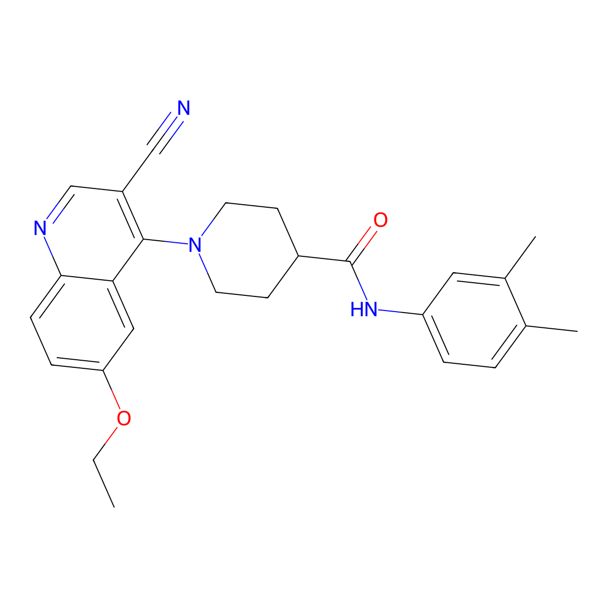 1-(3-cyano-6-ethoxyquinolin-4-yl)-N-(3,4-dimethylphenyl)piperidine-4-carboxamide molecular structure, CAS 1226450-46-9