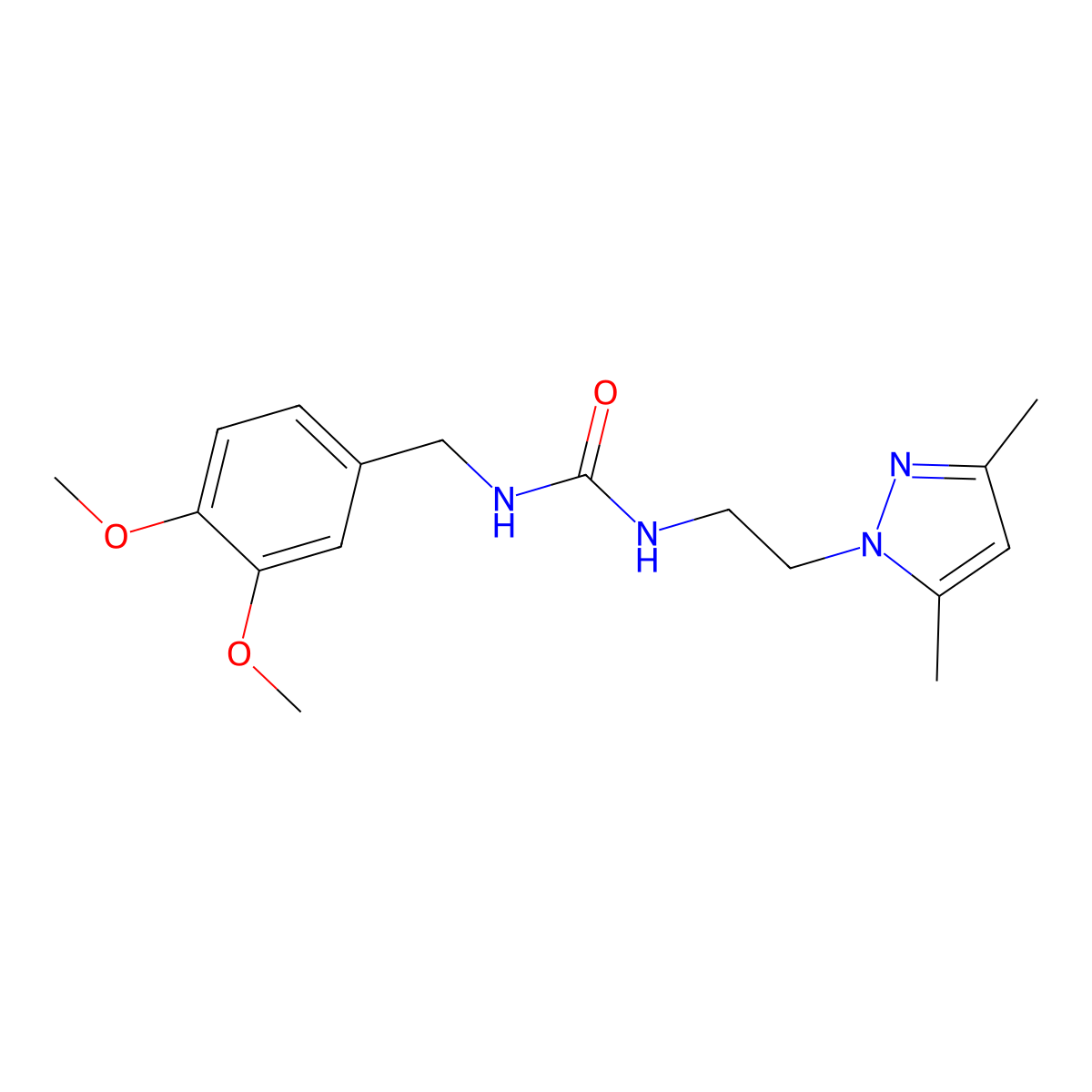 1-(3,4-dimethoxybenzyl)-3-(2-(3,5-dimethyl-1H-pyrazol-1-yl)ethyl)urea molecular structure, CAS 1226450-59-4