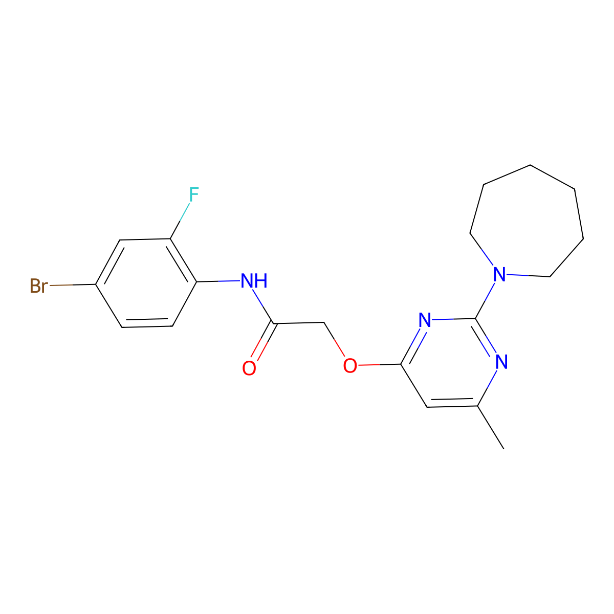 2-{[2-(azepan-1-yl)-6-methylpyrimidin-4-yl]oxy}-N-(4-bromo-2-fluorophenyl)acetamide molecular structure, CAS 1226450-61-8