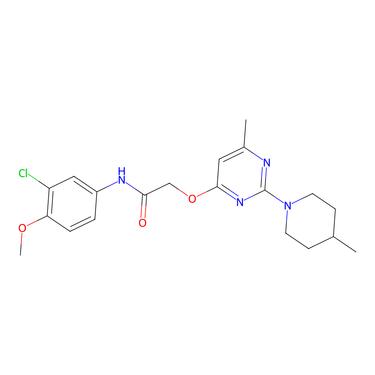 N-(3-chloro-4-methoxyphenyl)-2-{[6-methyl-2-(4-methylpiperidin-1-yl)pyrimidin-4-yl]oxy}acetamide molecular structure, CAS 1226450-65-2
