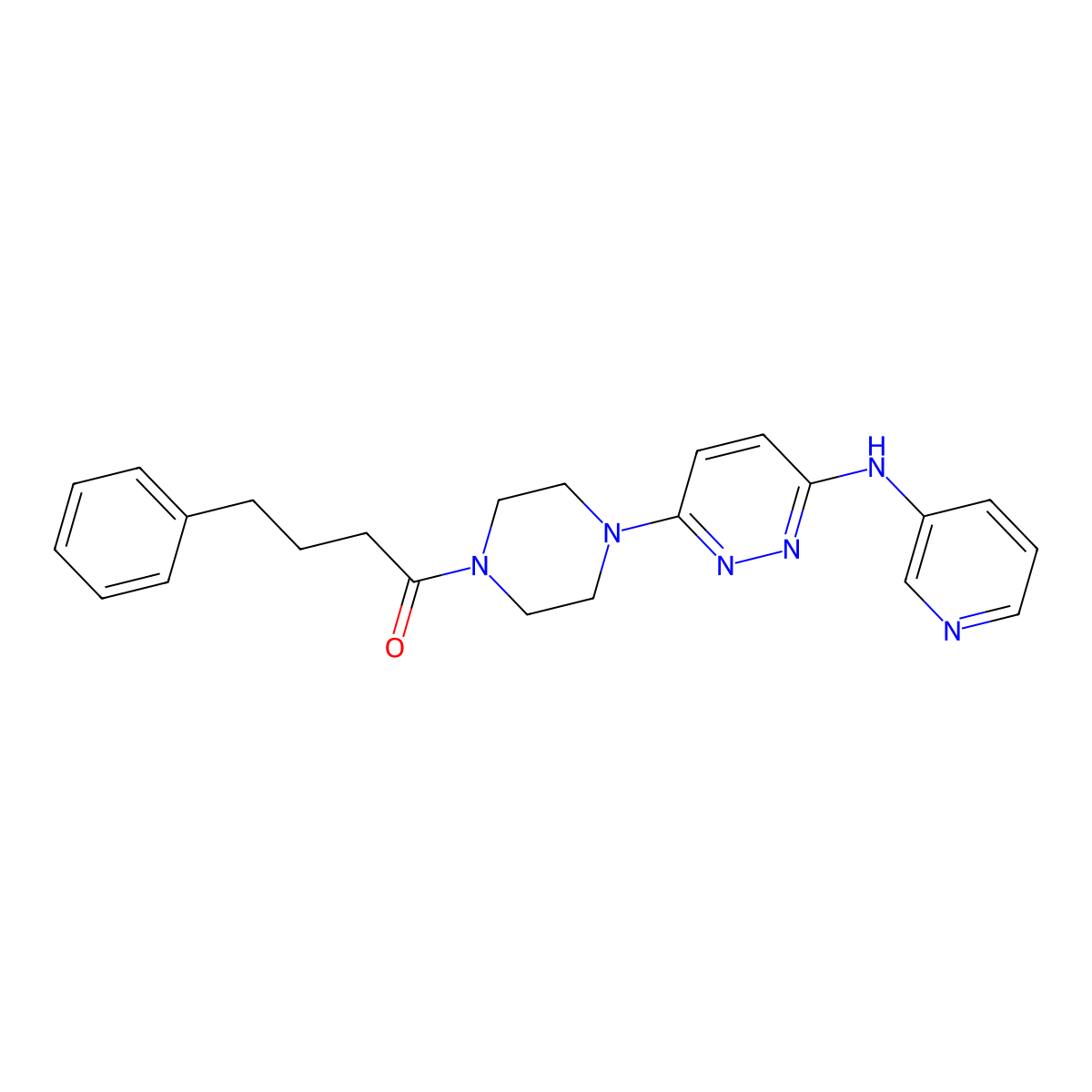 4-Phenyl-1-(4-(6-(pyridin-3-ylamino)pyridazin-3-yl)piperazin-1-yl)butan-1-one molecular structure, CAS 1226450-76-5