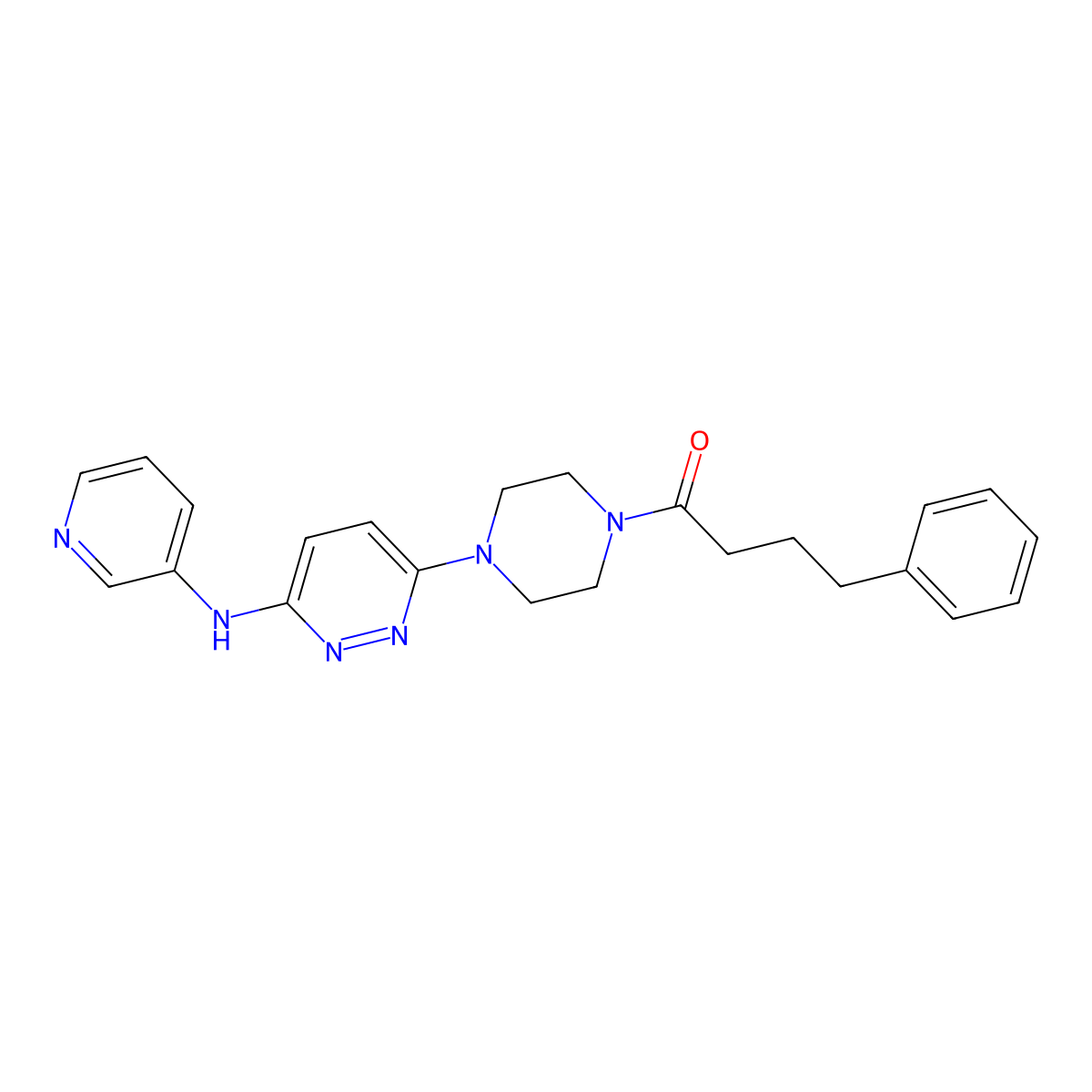 4-Phenyl-1-(4-(6-(pyridin-3-ylamino)pyridazin-3-yl)piperazin-1-yl)butan-1-one molecular structure, CAS 1226450-76-5
