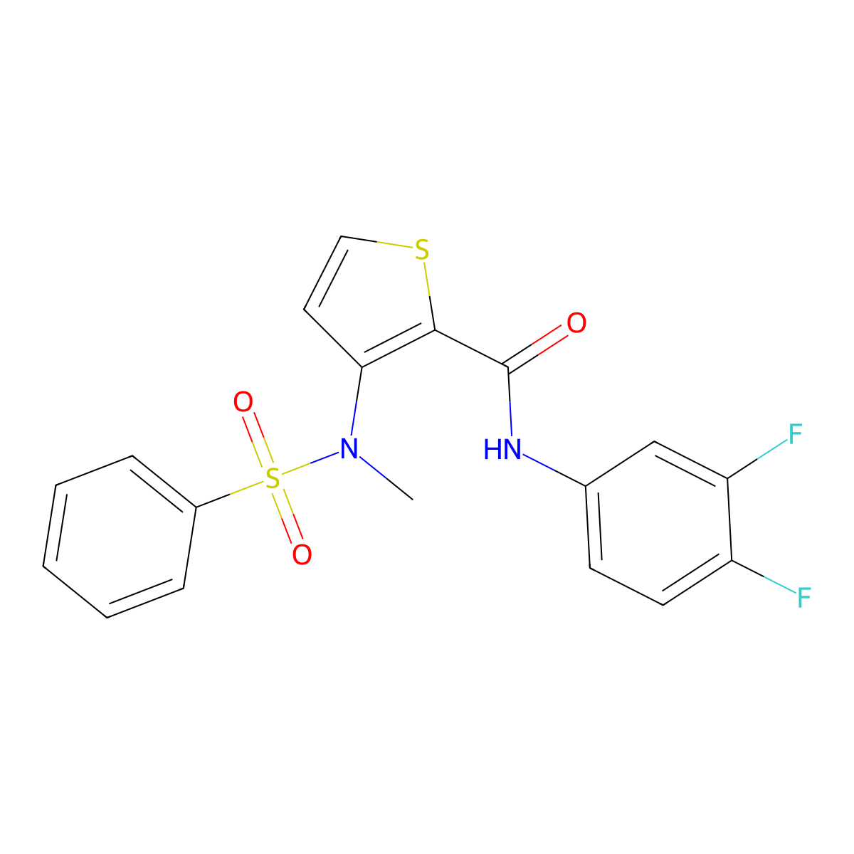 N-(3,4-difluorophenyl)-3-(N-methylphenylsulfonamido)thiophene-2-carboxamide molecular structure, CAS 1226450-79-8