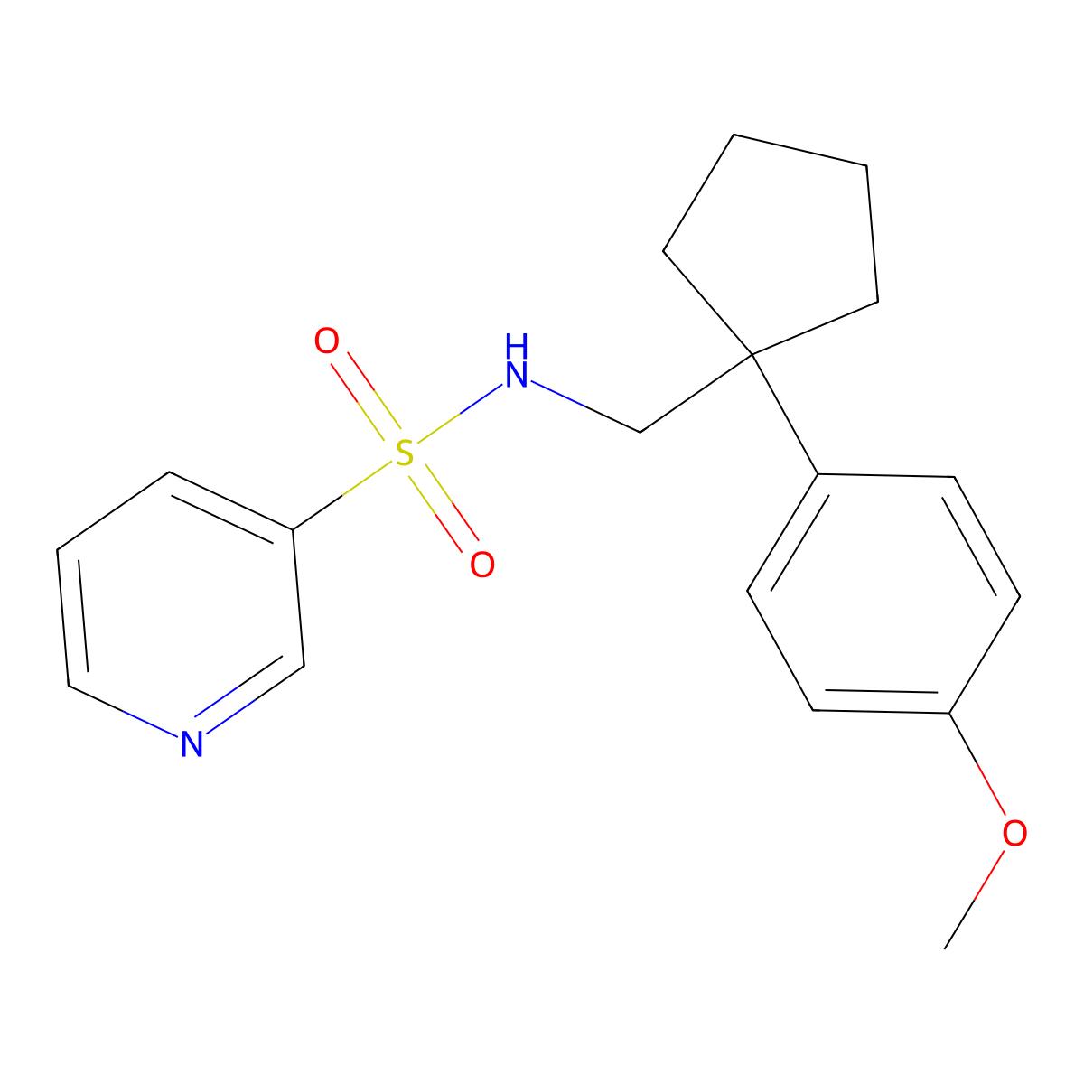 N-{[1-(4-methoxyphenyl)cyclopentyl]methyl}pyridine-3-sulfonamide molecular structure, CAS 1226450-83-4