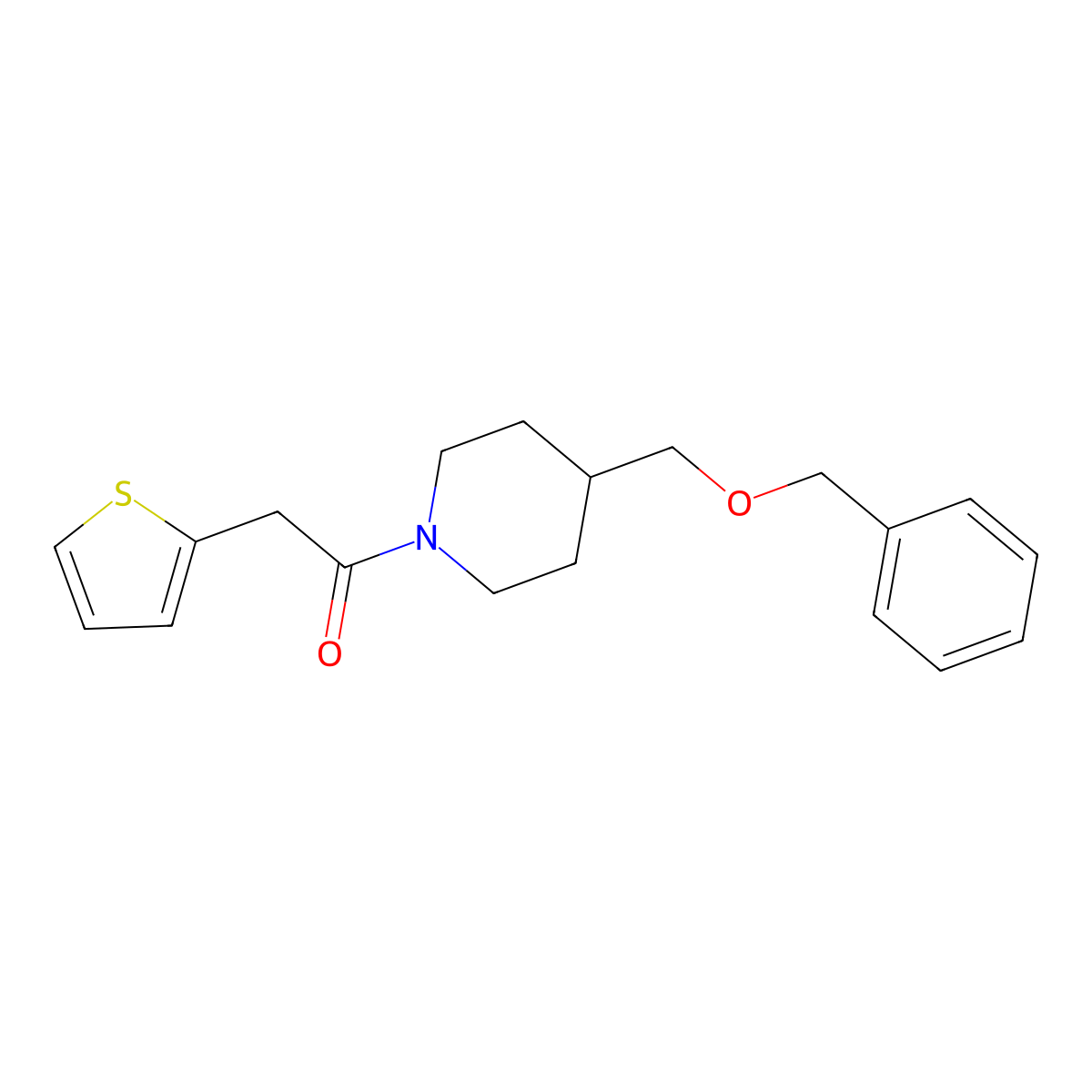 1-(4-((Benzyloxy)methyl)piperidin-1-yl)-2-(thiophen-2-yl)ethanone molecular structure, CAS 1226450-84-5