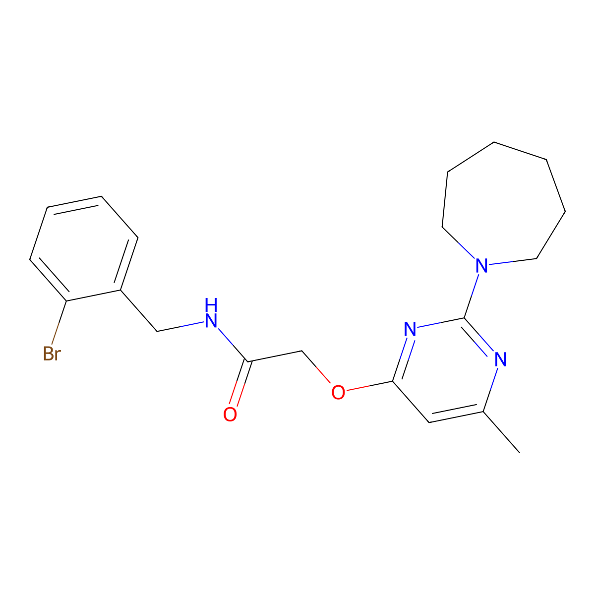 2-((2-(azepan-1-yl)-6-methylpyrimidin-4-yl)oxy)-N-(2-bromobenzyl)acetamide molecular structure, CAS 1226450-88-9