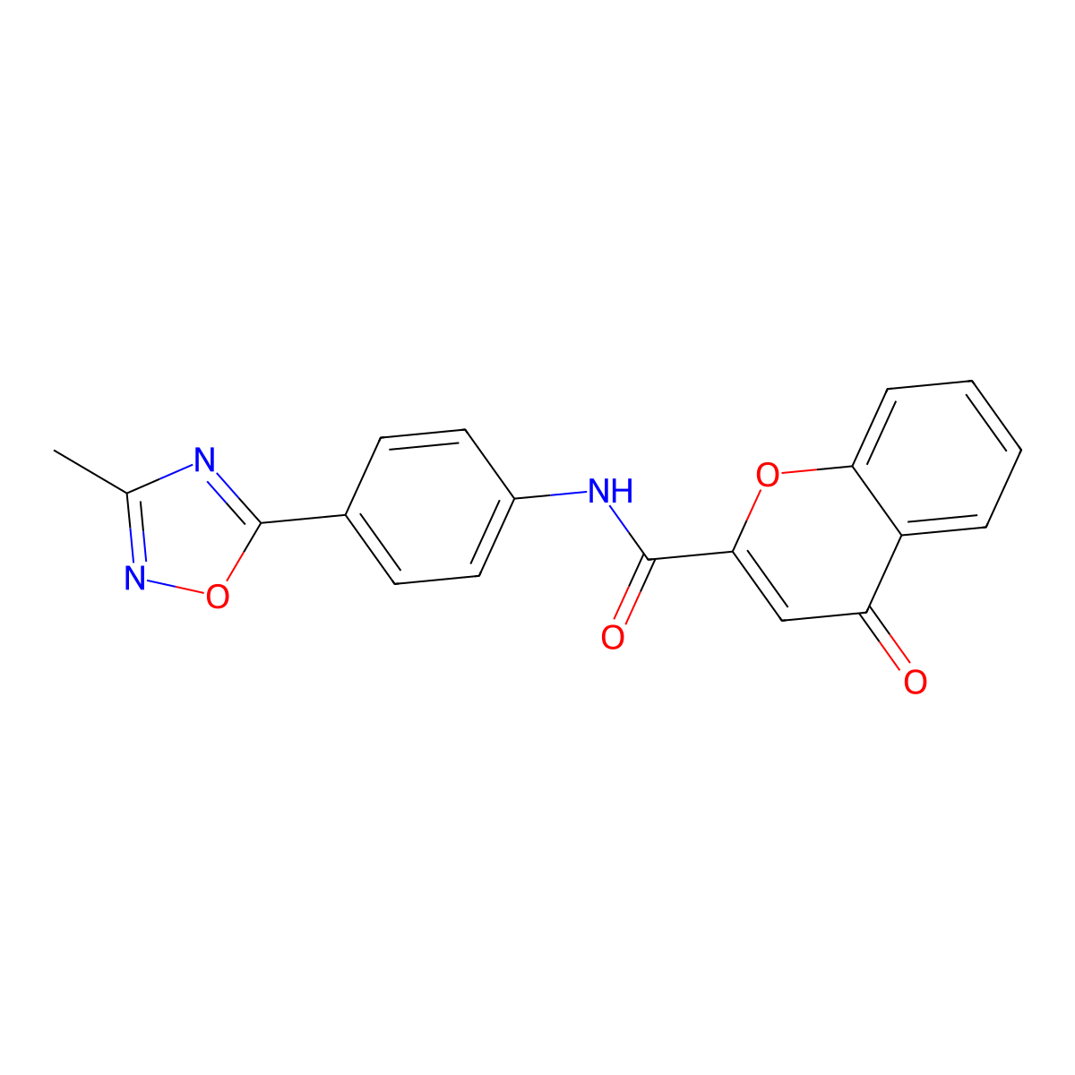 N-[4-(3-methyl-1,2,4-oxadiazol-5-yl)phenyl]-4-oxo-4H-chromene-2-carboxamide molecular structure, CAS 1226450-91-4