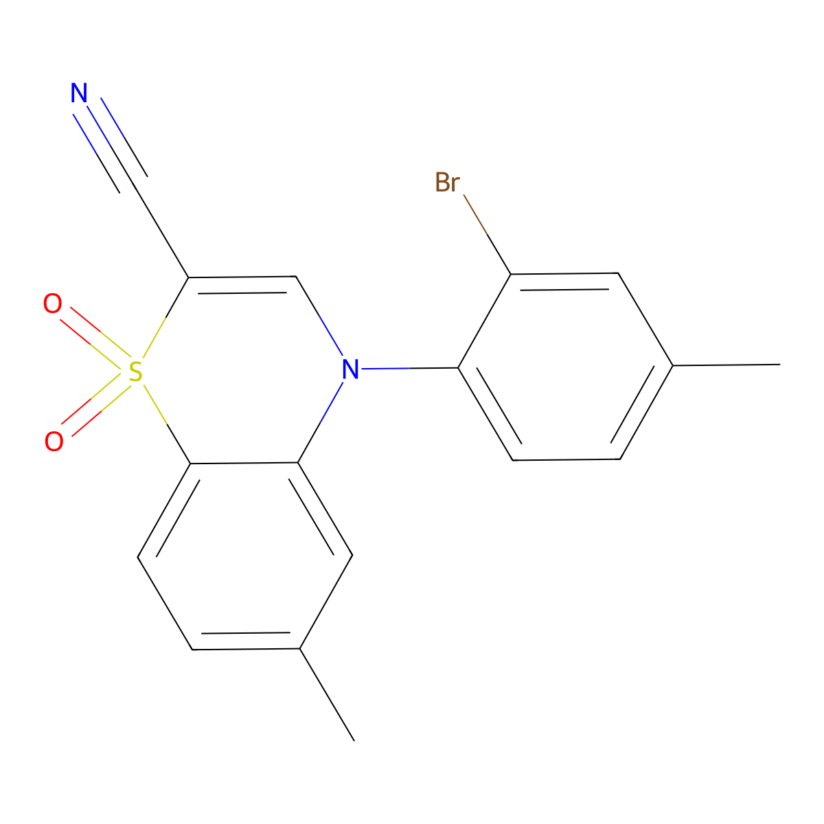 4-(2-bromo-4-methylphenyl)-6-methyl-1,1-dioxo-4H-1lambda6,4-benzothiazine-2-carbonitrile molecular structure, CAS 1226451-05-3