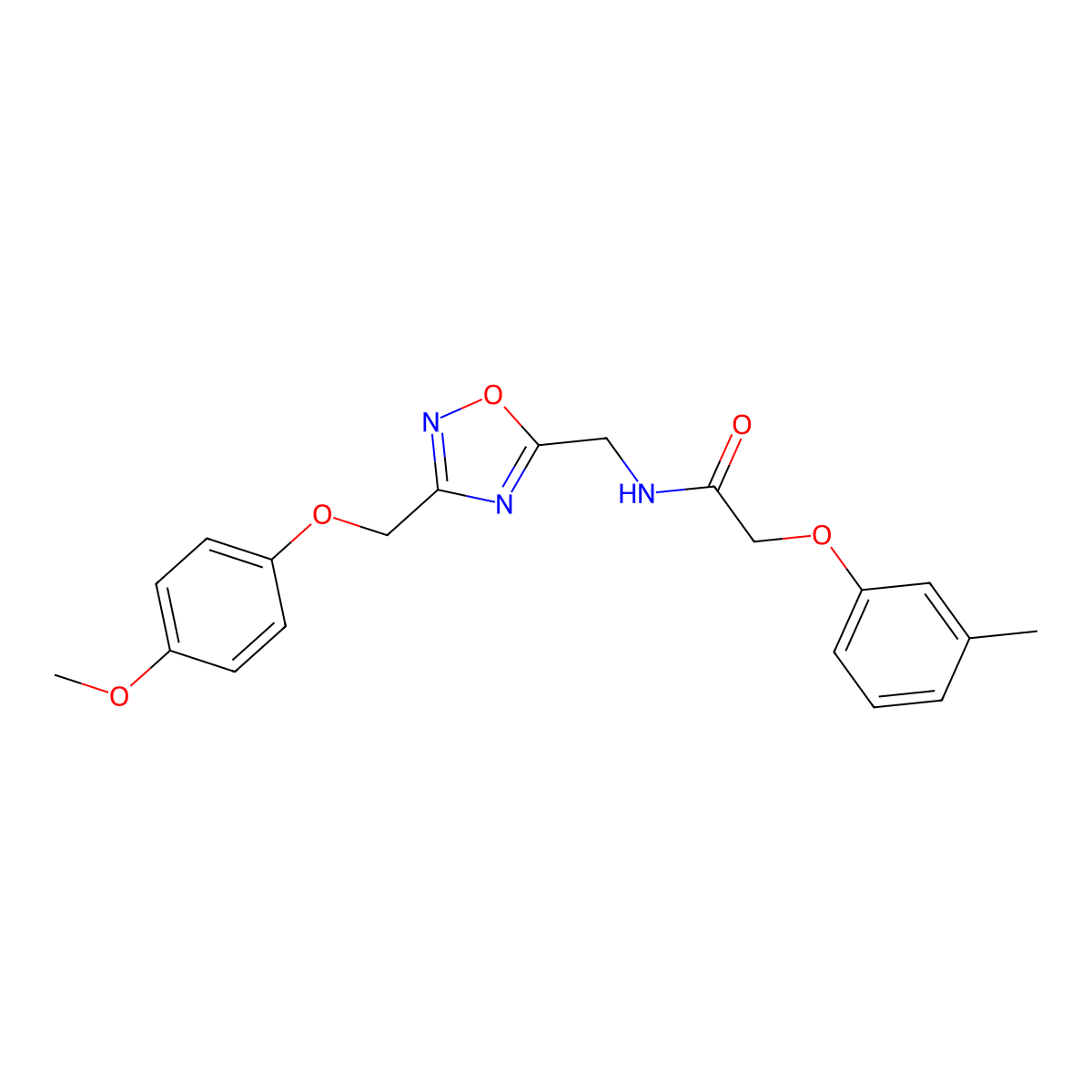 N-((3-((4-methoxyphenoxy)methyl)-1,2,4-oxadiazol-5-yl)methyl)-2-(m-tolyloxy)acetamide molecular structure, CAS 1226451-13-3