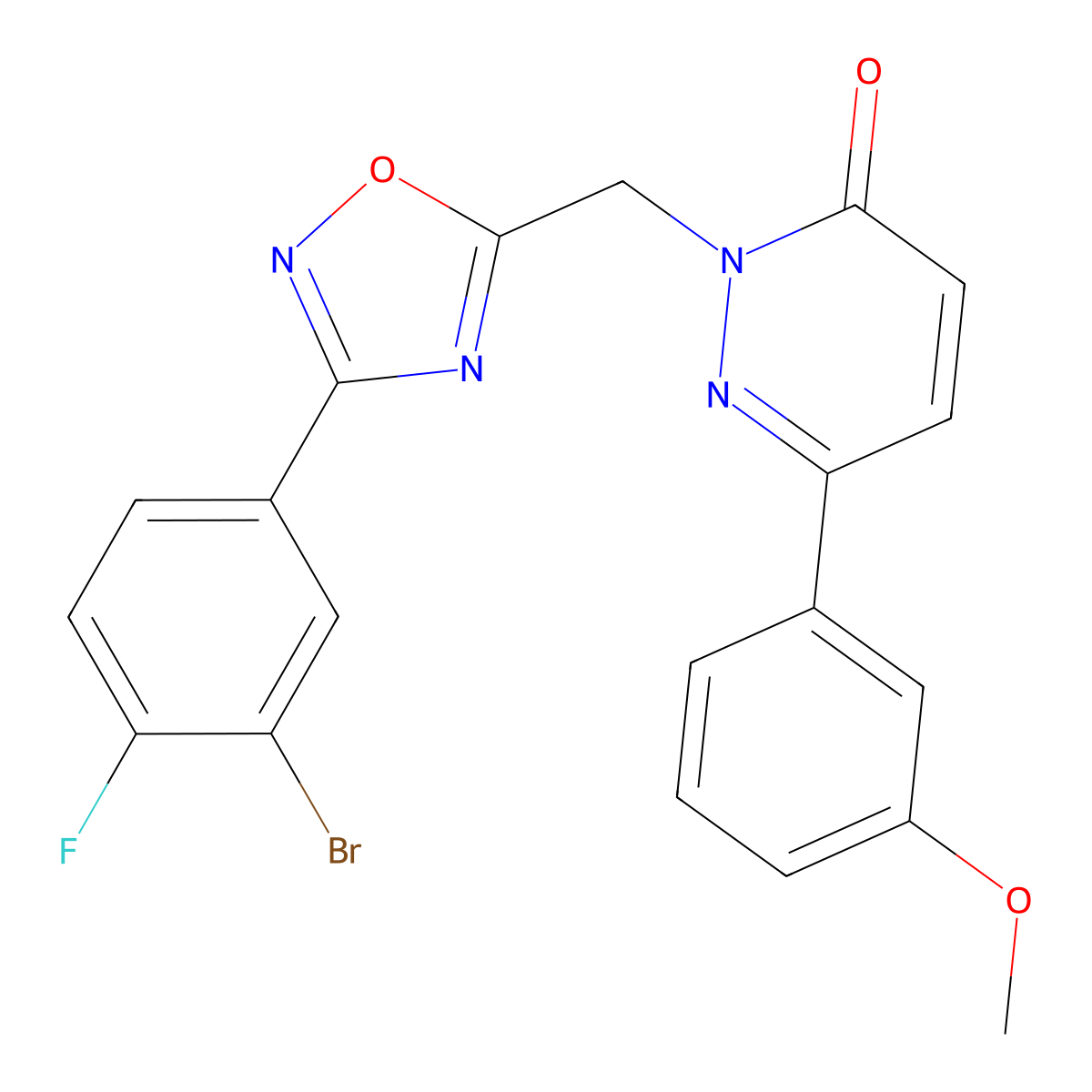 2-((3-(3-bromo-4-fluorophenyl)-1,2,4-oxadiazol-5-yl)methyl)-6-(3-methoxyphenyl)pyridazin-3(2H)-one molecular structure, CAS 1226451-14-4