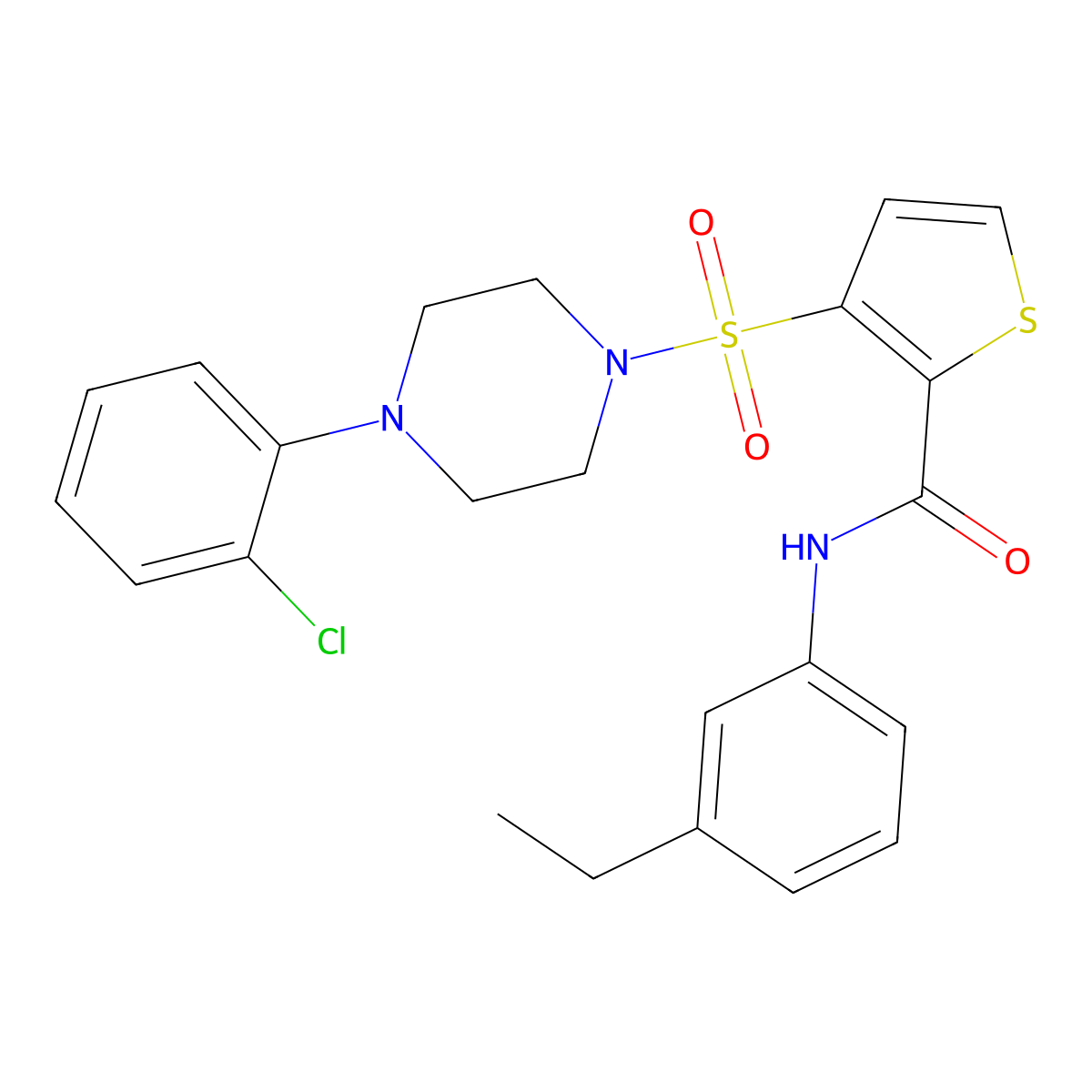 3-{[4-(2-chlorophenyl)piperazin-1-yl]sulfonyl}-N-(3-ethylphenyl)thiophene-2-carboxamide molecular structure, CAS 1226451-18-8