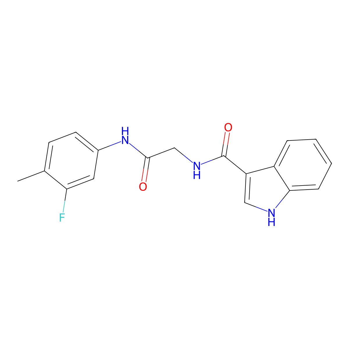 N-(3-fluoro-4-methylphenyl)-2-[(1H-indol-3-yl)formamido]acetamide molecular structure, CAS 1226451-20-2
