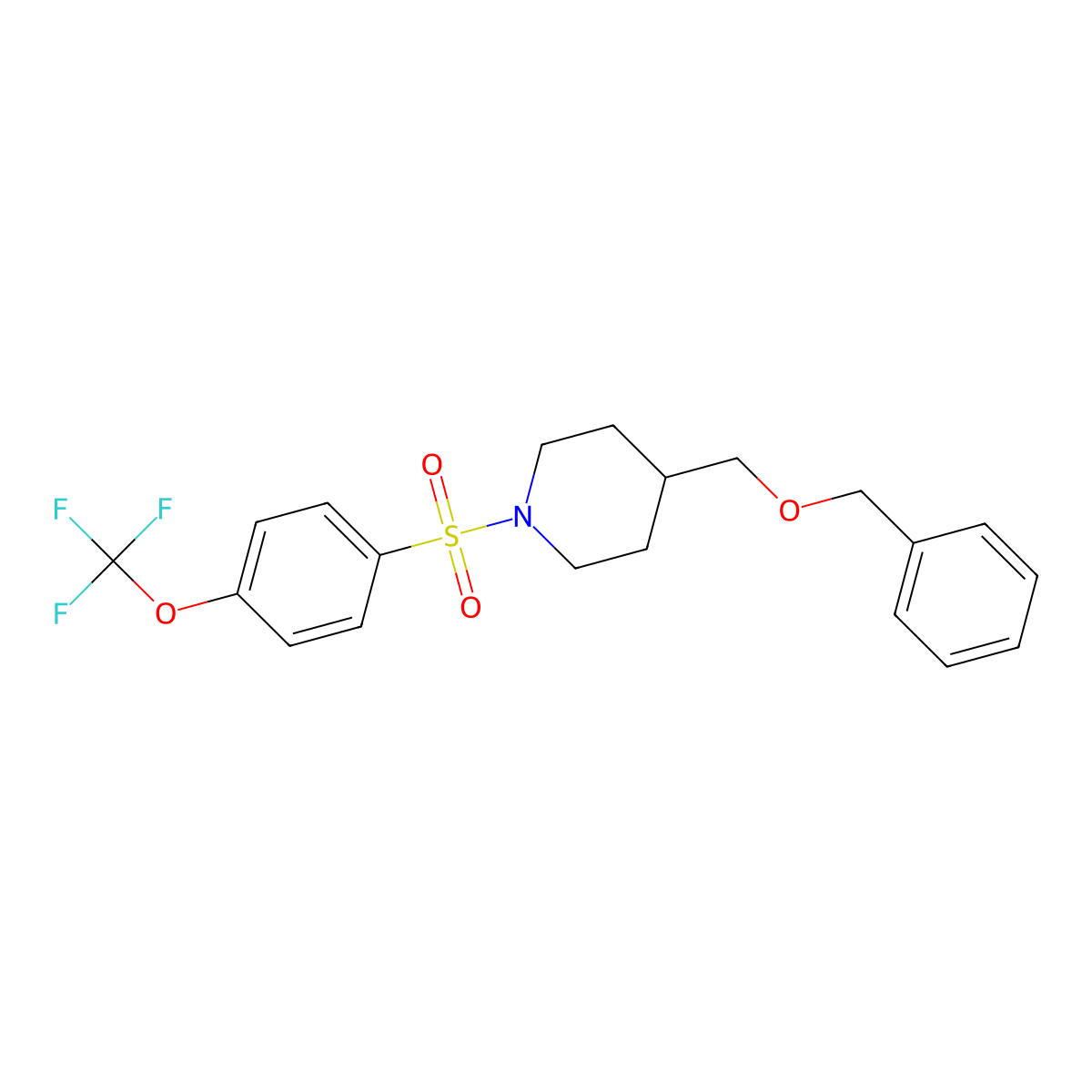 4-((Benzyloxy)methyl)-1-((4-(trifluoromethoxy)phenyl)sulfonyl)piperidine molecular structure, CAS 1226451-28-0