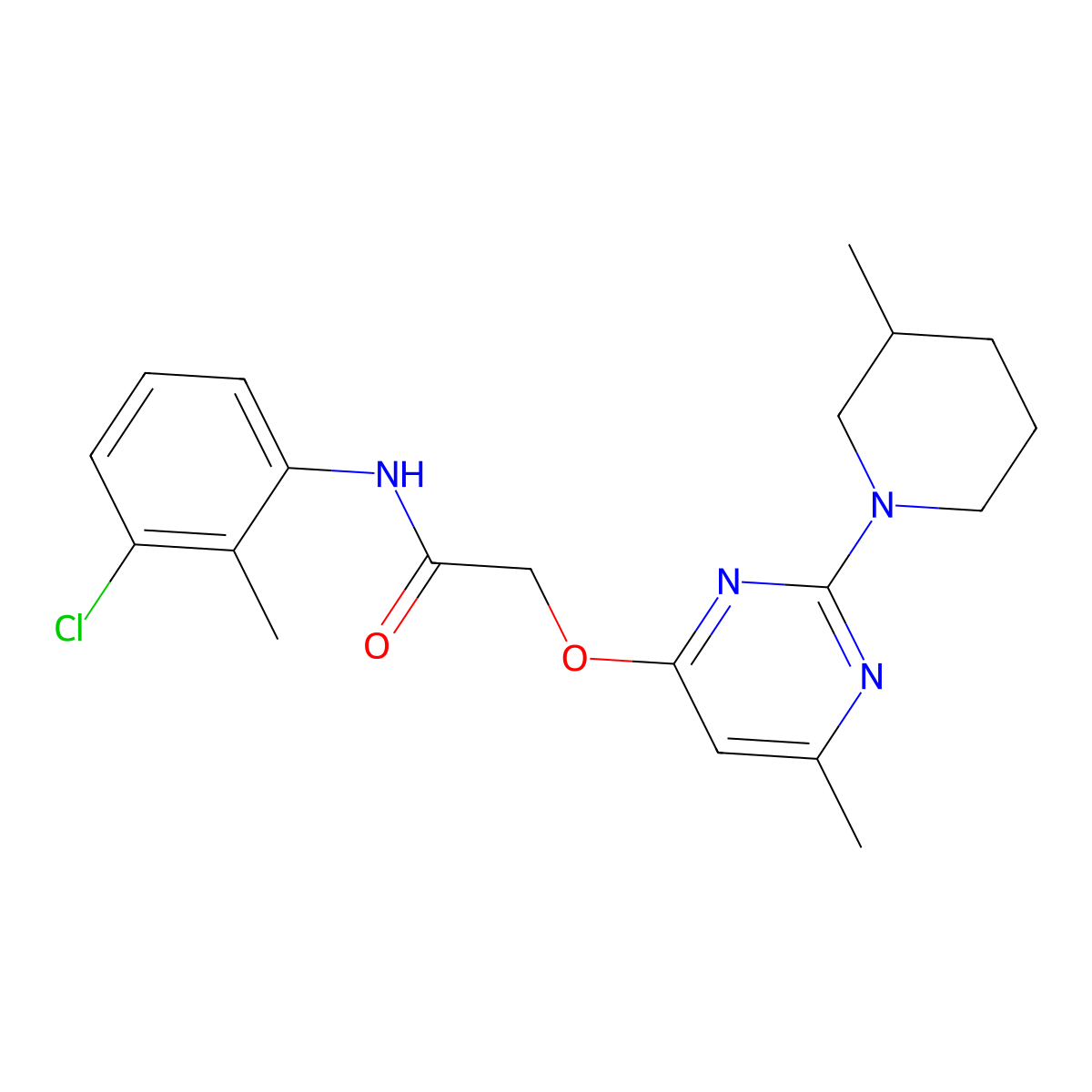 N-(3-chloro-2-methylphenyl)-2-{[6-methyl-2-(3-methylpiperidin-1-yl)pyrimidin-4-yl]oxy}acetamide molecular structure, CAS 1226451-30-4