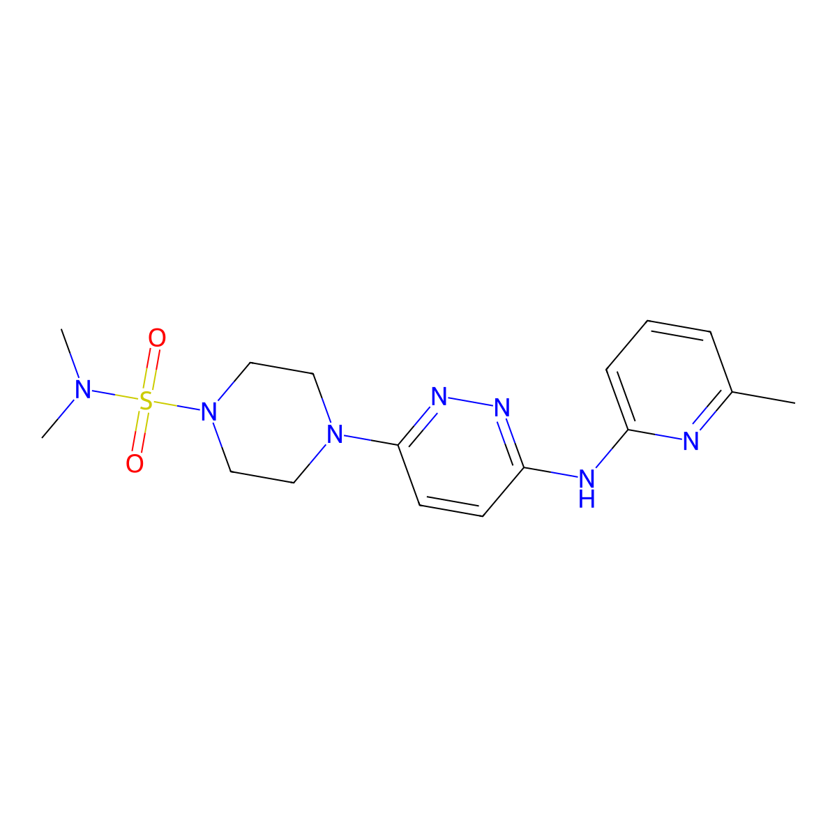N,N-dimethyl-4-{6-[(6-methylpyridin-2-yl)amino]pyridazin-3-yl}piperazine-1-sulfonamide molecular structure, CAS 1226451-32-6