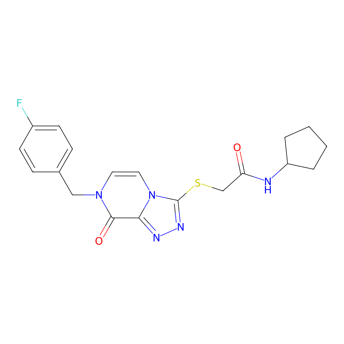 N-cyclopentyl-2-({7-[(4-fluorophenyl)methyl]-8-oxo-7H,8H-[1,2,4]triazolo[4,3-a]pyrazin-3-yl}sulfanyl)acetamide molecular structure, CAS 1226451-37-1
