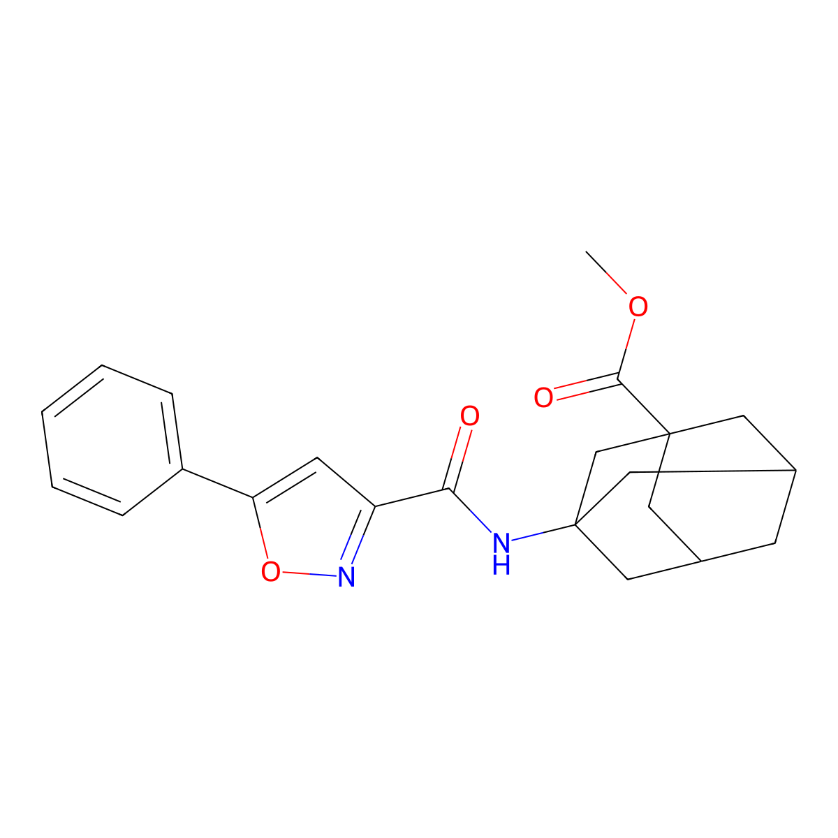 Methyl 3-(5-phenyl-1,2-oxazole-3-amido)adamantane-1-carboxylate molecular structure, CAS 1226451-40-6