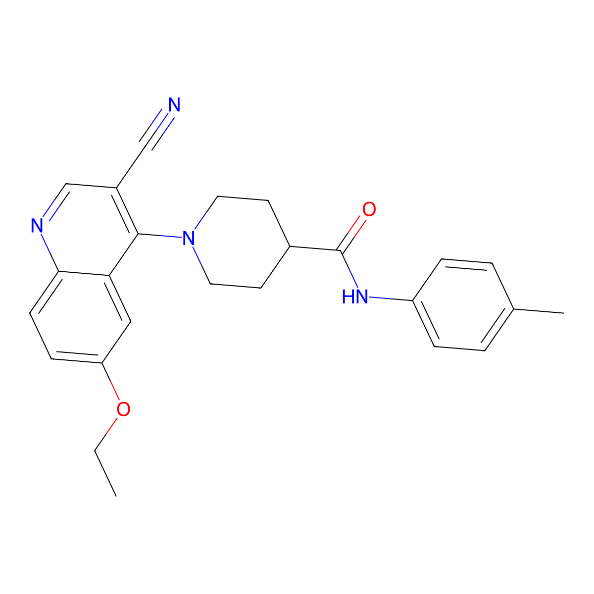 1-(3-cyano-6-ethoxyquinolin-4-yl)-N-(4-methylphenyl)piperidine-4-carboxamide molecular structure, CAS 1226451-56-4