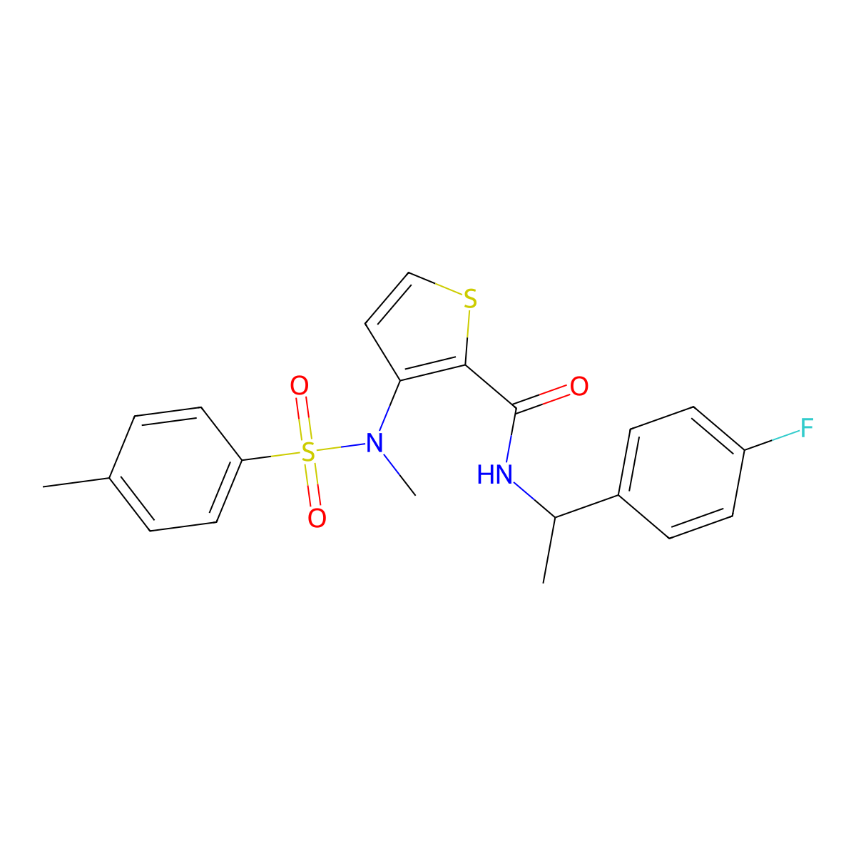 N-[1-(4-fluorophenyl)ethyl]-3-(N-methyl4-methylbenzenesulfonamido)thiophene-2-carboxamide molecular structure, CAS 1226451-68-8