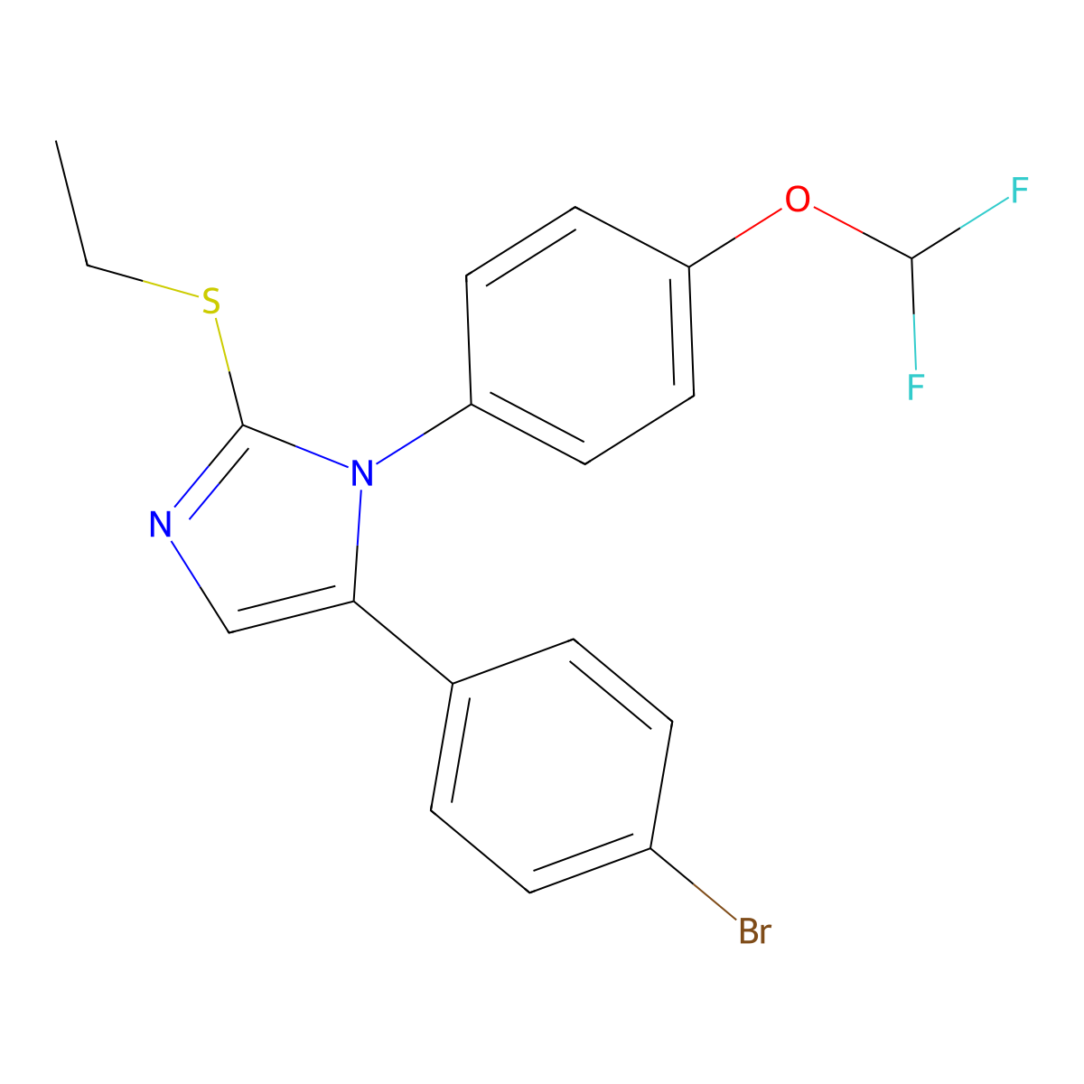 5-(4-bromophenyl)-1-(4-(difluoromethoxy)phenyl)-2-(ethylthio)-1H-imidazole molecular structure, CAS 1226453-04-8
