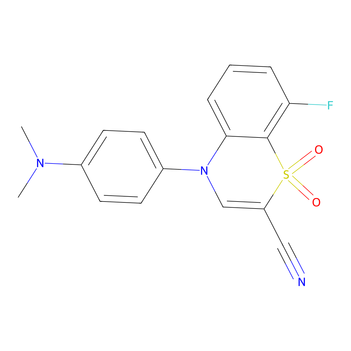 4-[4-(dimethylamino)phenyl]-8-fluoro-1,1-dioxo-4H-1lambda6,4-benzothiazine-2-carbonitrile molecular structure, CAS 1226453-05-9