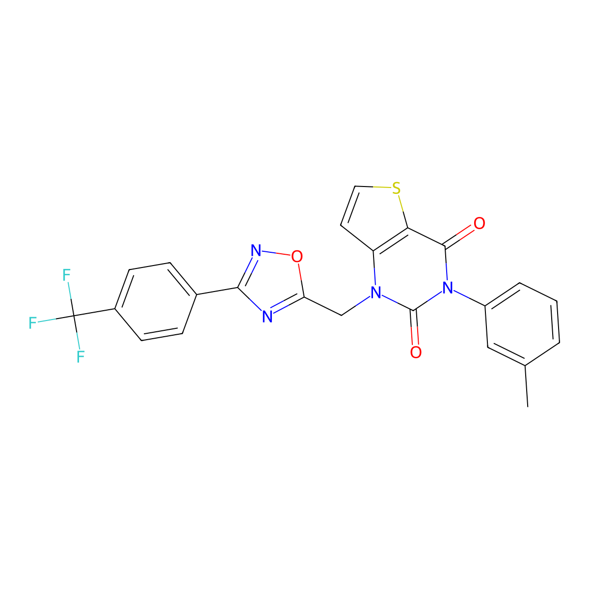 3-(m-tolyl)-1-((3-(4-(trifluoromethyl)phenyl)-1,2,4-oxadiazol-5-yl)methyl)thieno[3,2-d]pyrimidine-2,4(1H,3H)-dione molecular structure, CAS 1226453-11-7