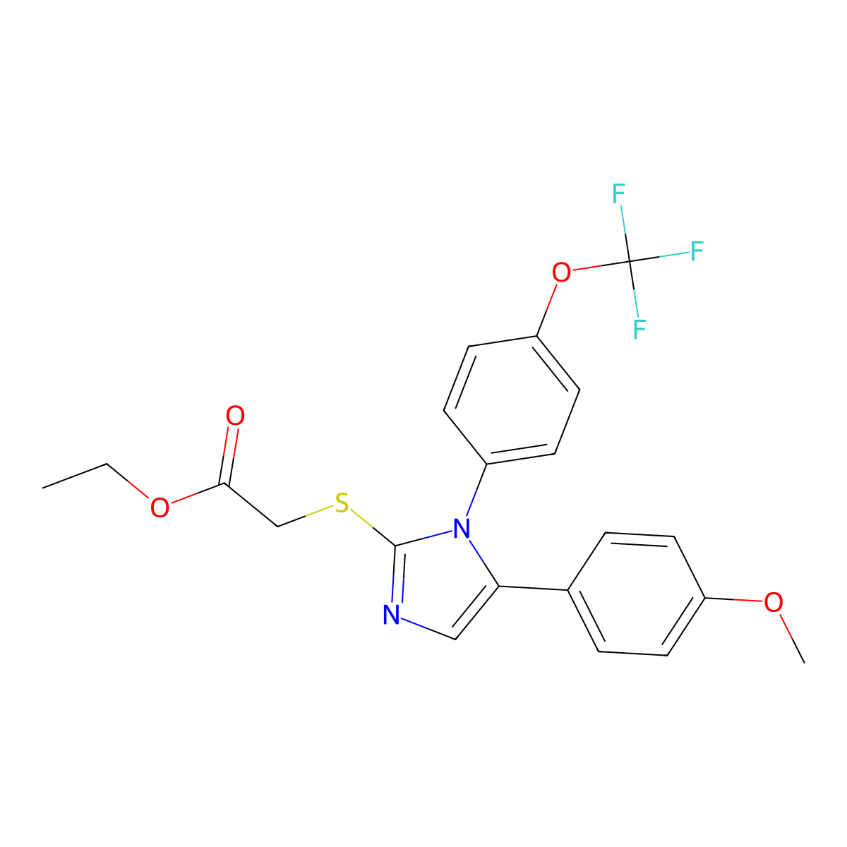 ethyl 2-((5-(4-methoxyphenyl)-1-(4-(trifluoromethoxy)phenyl)-1H-imidazol-2-yl)thio)acetate molecular structure, CAS 1226453-12-8