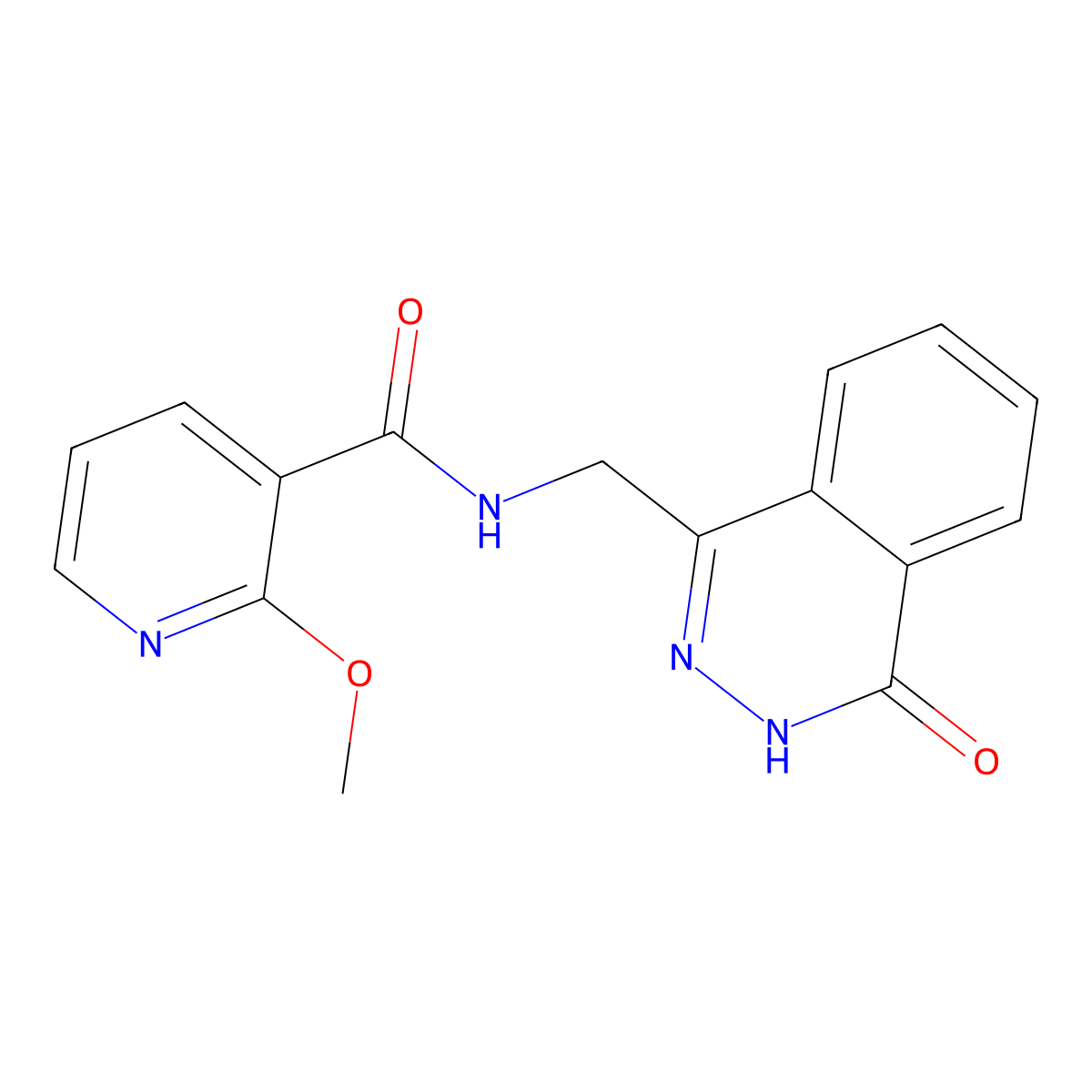 2-methoxy-N-((4-oxo-3,4-dihydrophthalazin-1-yl)methyl)nicotinamide molecular structure, CAS 1226453-17-3
