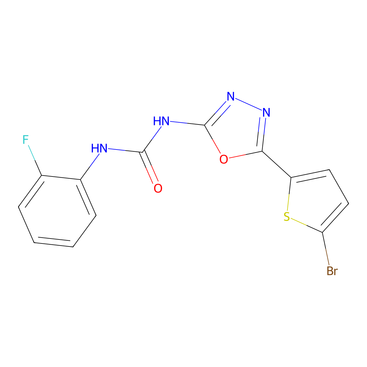 1-(5-(5-Bromothiophen-2-yl)-1,3,4-oxadiazol-2-yl)-3-(2-fluorophenyl)urea molecular structure, CAS 1226453-22-0