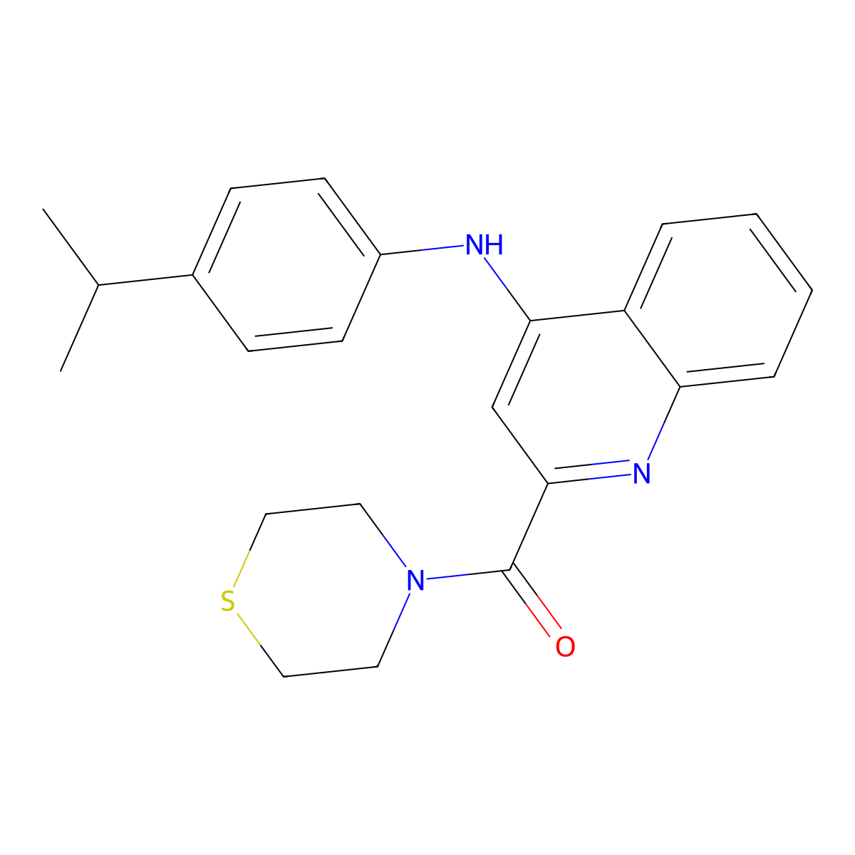 (4-((4-Isopropylphenyl)amino)quinolin-2-yl)(thiomorpholino)methanone molecular structure, CAS 1226453-23-1
