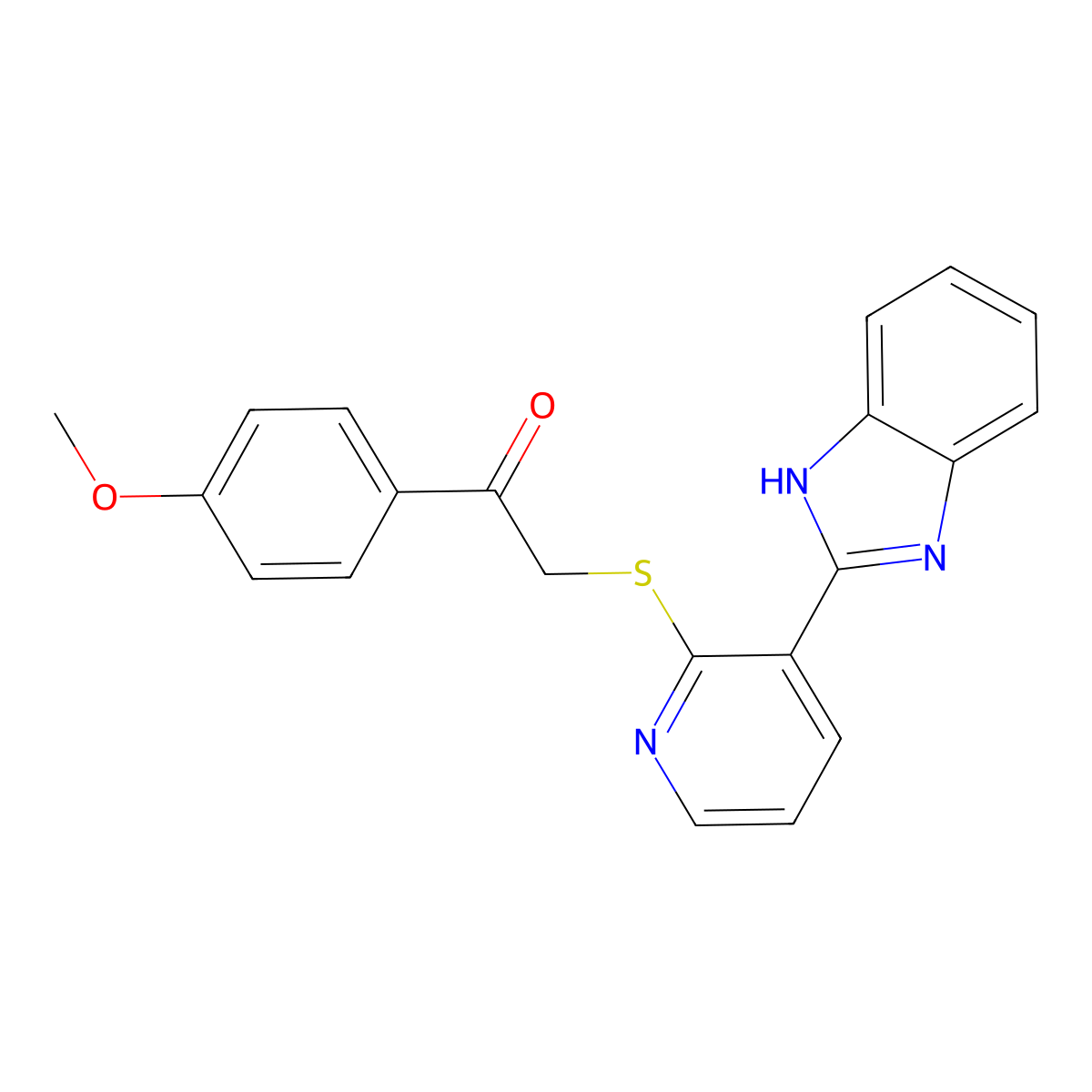 2-((3-(1H-benzo[d]imidazol-2-yl)pyridin-2-yl)thio)-1-(4-methoxyphenyl)ethanone molecular structure, CAS 1226453-24-2