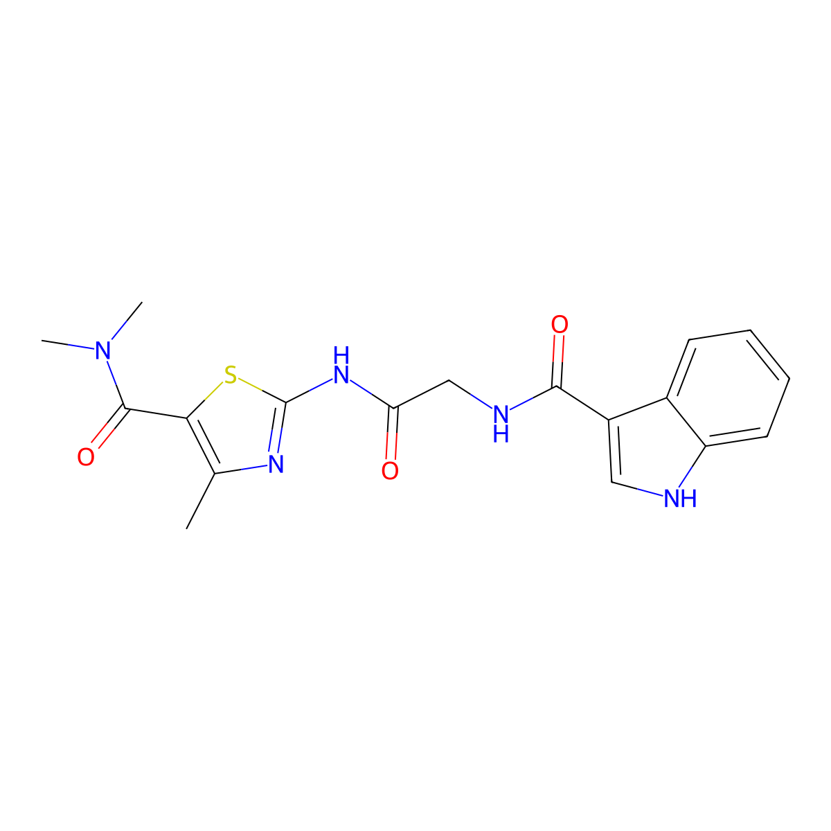 2-(2-(1H-indole-3-carboxamido)acetamido)-N,N,4-trimethylthiazole-5-carboxamide molecular structure, CAS 1226453-25-3
