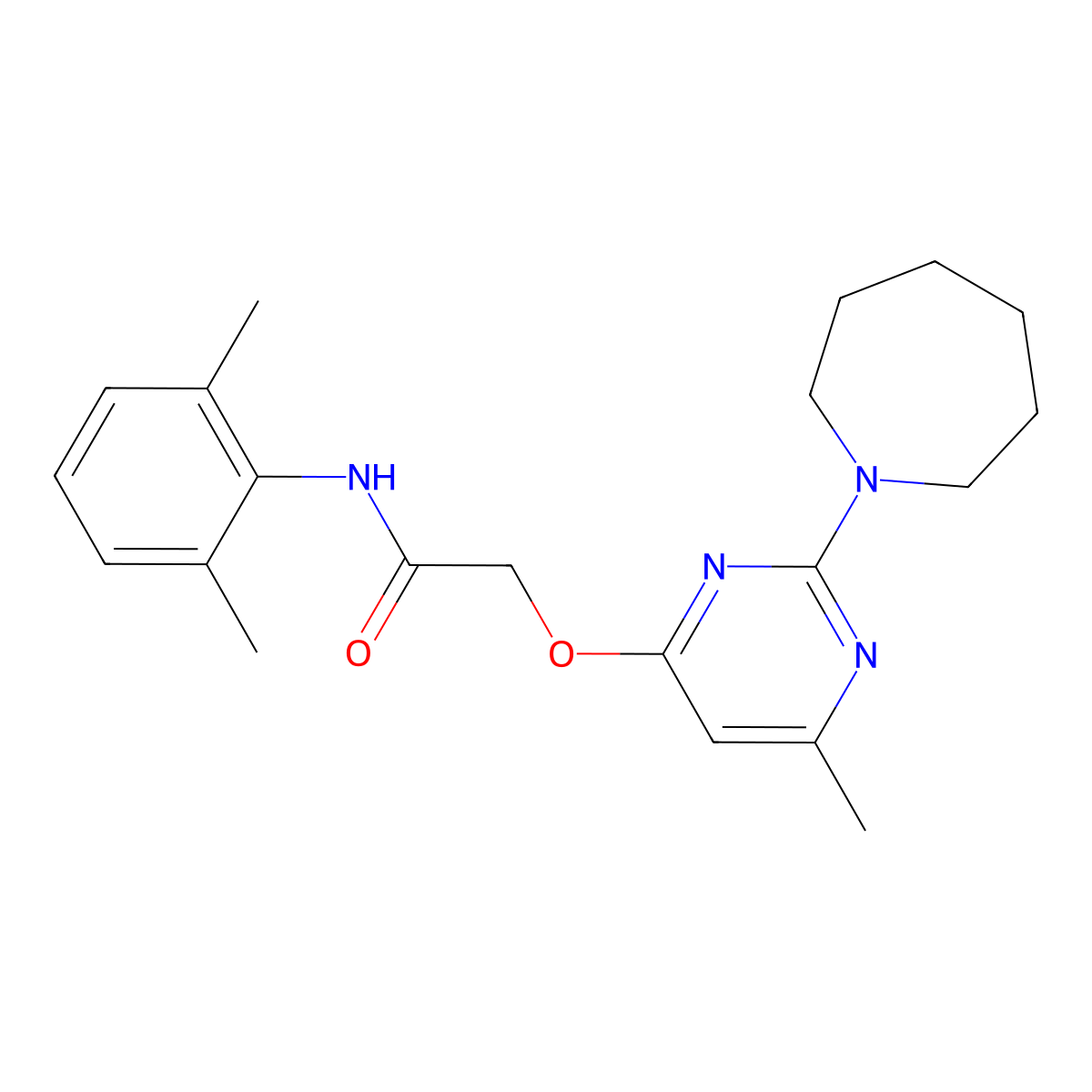 2-{[2-(azepan-1-yl)-6-methylpyrimidin-4-yl]oxy}-N-(2,6-dimethylphenyl)acetamide molecular structure, CAS 1226453-27-5