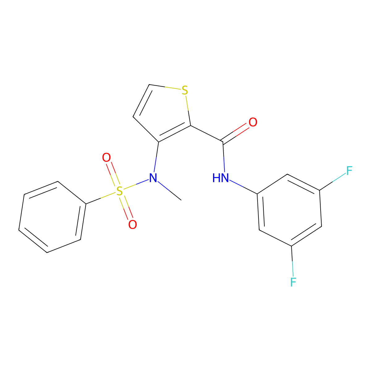 N-(3,5-difluorophenyl)-3-(N-methylbenzenesulfonamido)thiophene-2-carboxamide molecular structure, CAS 1226453-33-3