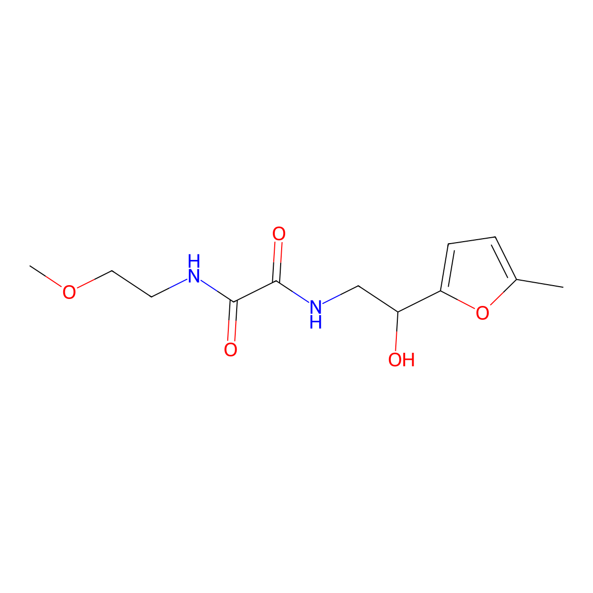 N'-[2-hydroxy-2-(5-methylfuran-2-yl)ethyl]-N-(2-methoxyethyl)ethanediamide molecular structure, CAS 1226453-44-6