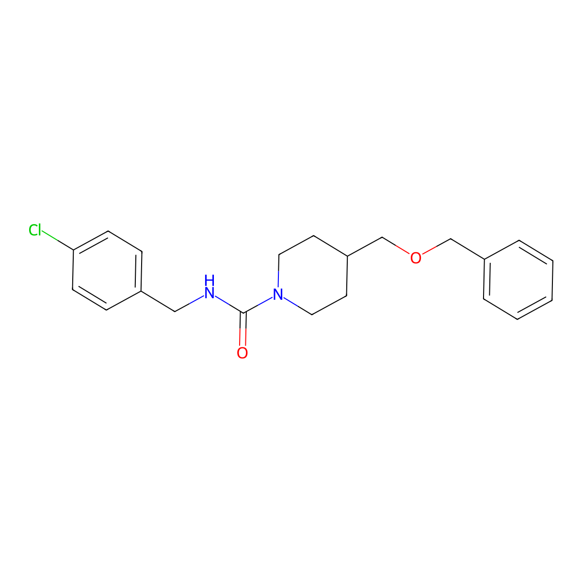 4-((benzyloxy)methyl)-N-(4-chlorobenzyl)piperidine-1-carboxamide molecular structure, CAS 1226453-53-7