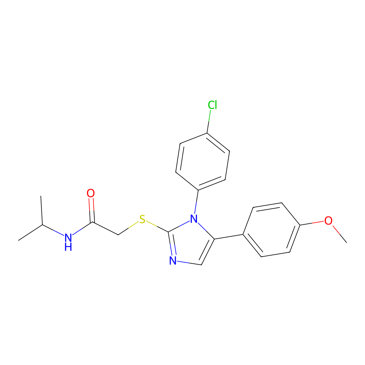 2-((1-(4-chlorophenyl)-5-(4-methoxyphenyl)-1H-imidazol-2-yl)thio)-N-isopropylacetamide molecular structure, CAS 1226453-54-8