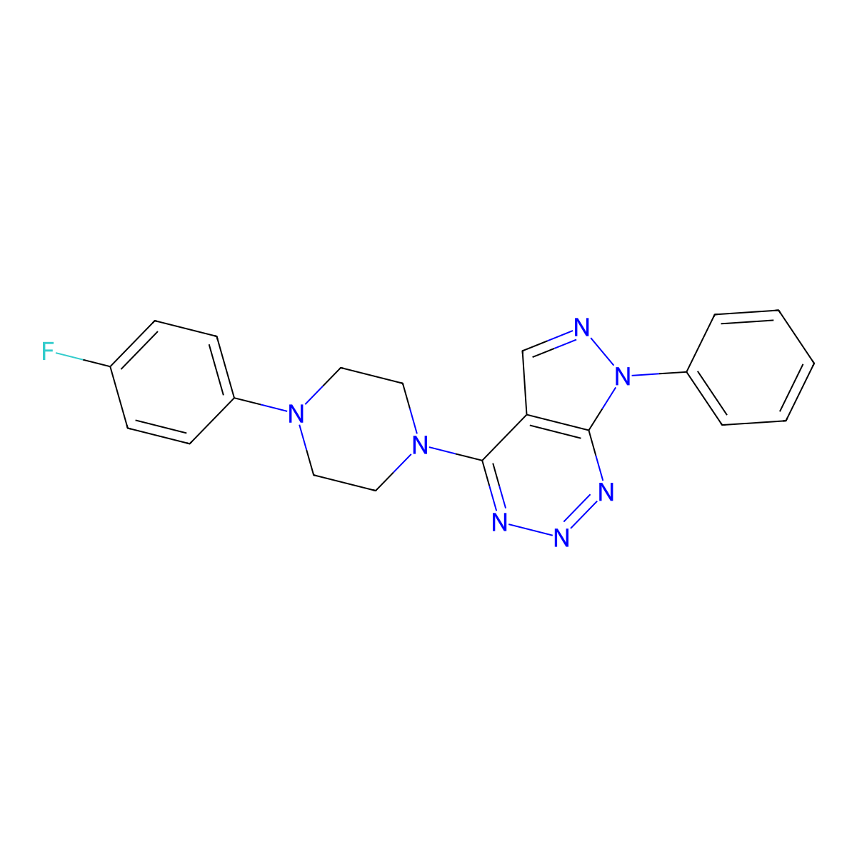 4-(4-(4-fluorophenyl)piperazin-1-yl)-7-phenyl-7H-pyrazolo[3,4-d][1,2,3]triazine molecular structure, CAS 1226453-56-0