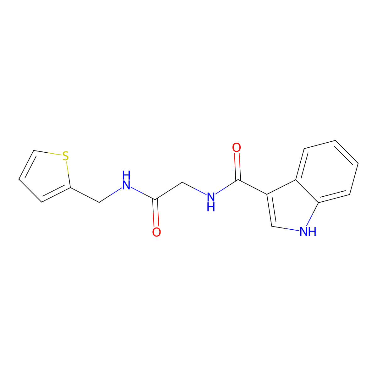 N-(2-oxo-2-((thiophen-2-ylmethyl)amino)ethyl)-1H-indole-3-carboxamide molecular structure, CAS 1226453-57-1