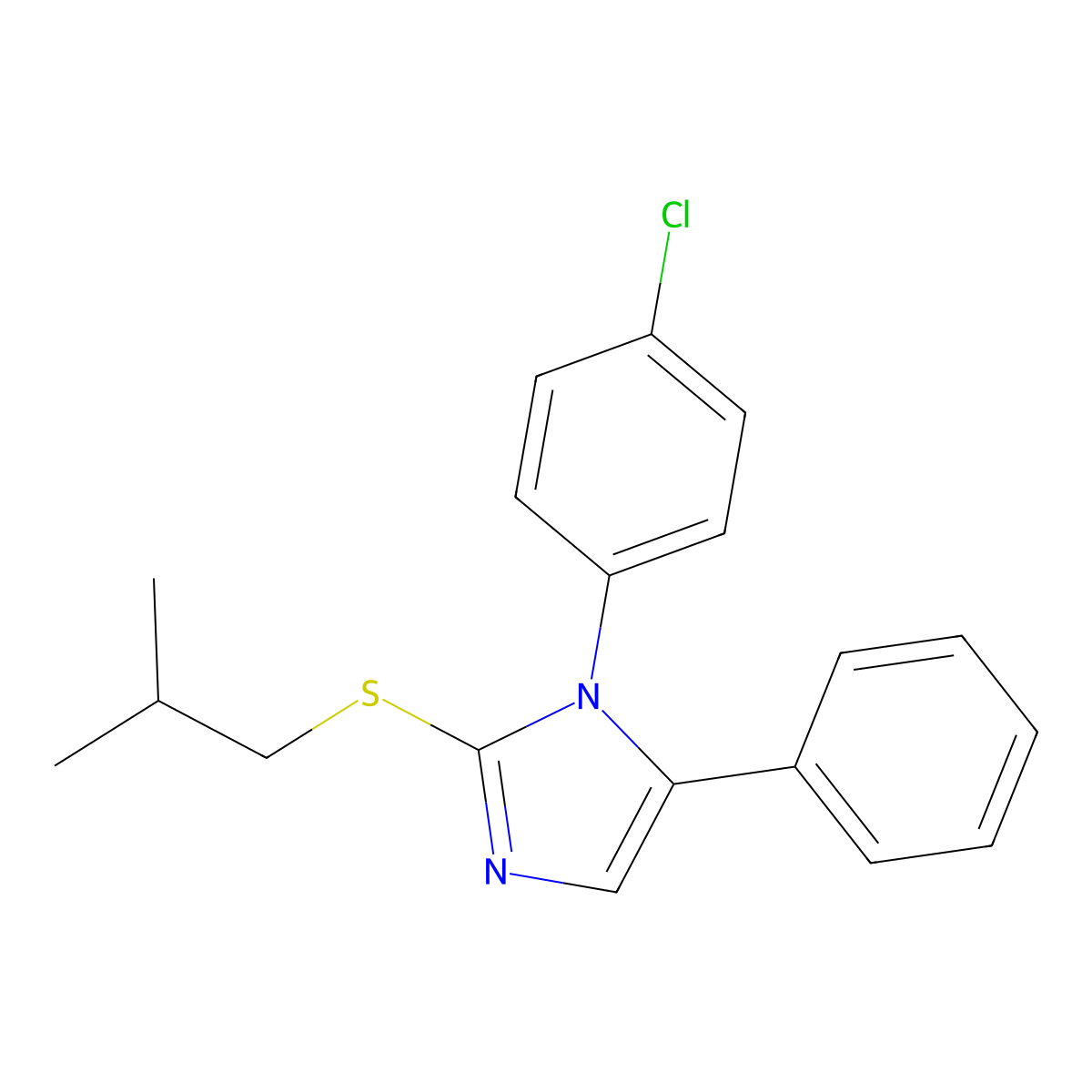 1-(4-chlorophenyl)-2-(isobutylthio)-5-phenyl-1H-imidazole molecular structure, CAS 1226453-60-6