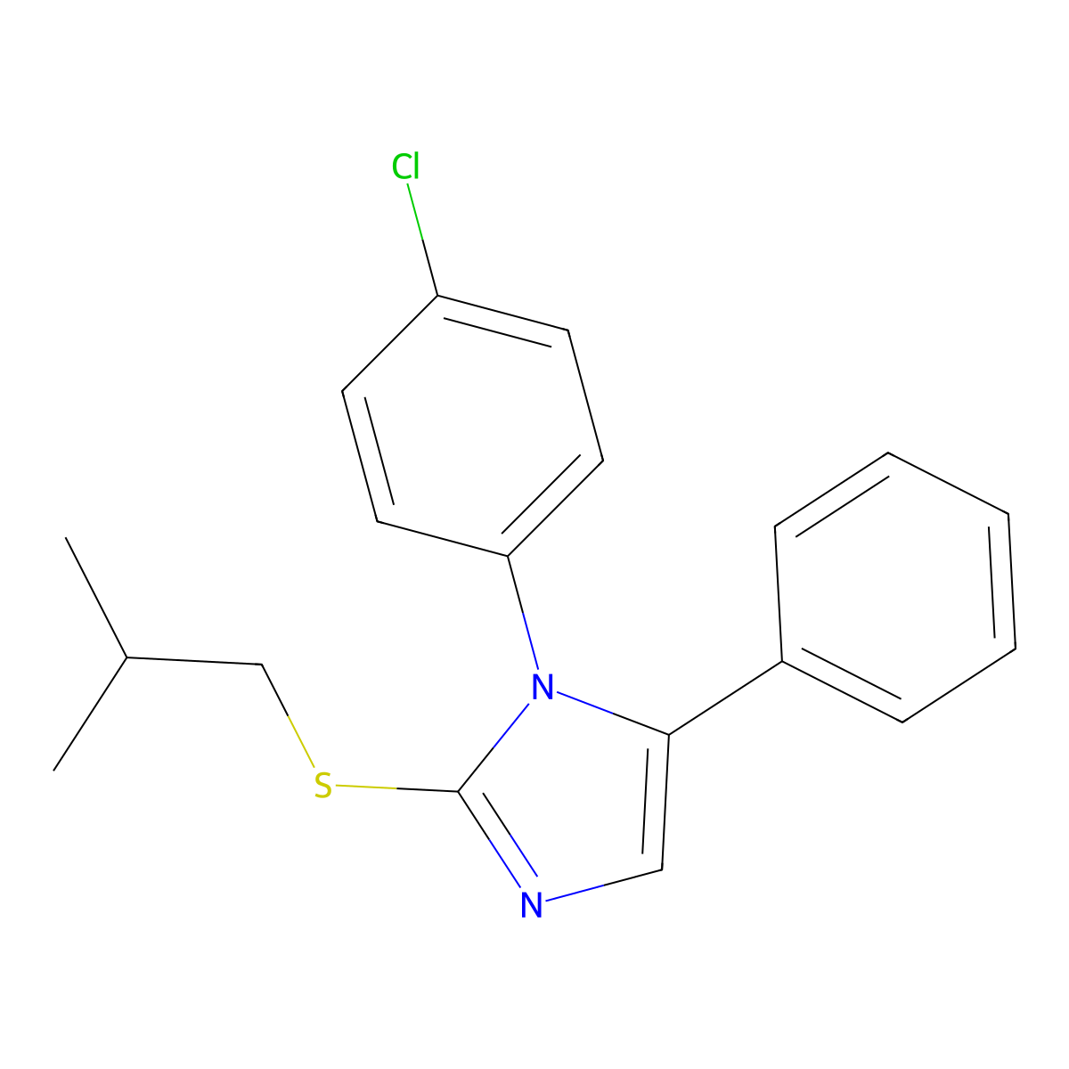 1-(4-chlorophenyl)-2-(isobutylthio)-5-phenyl-1H-imidazole molecular structure, CAS 1226453-60-6