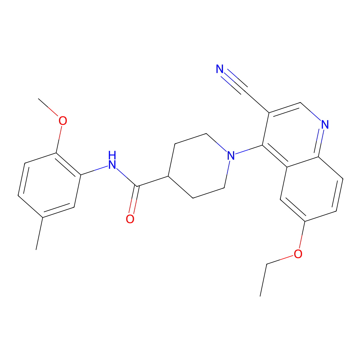1-(3-cyano-6-ethoxyquinolin-4-yl)-N-(2-methoxy-5-methylphenyl)piperidine-4-carboxamide molecular structure, CAS 1226453-63-9