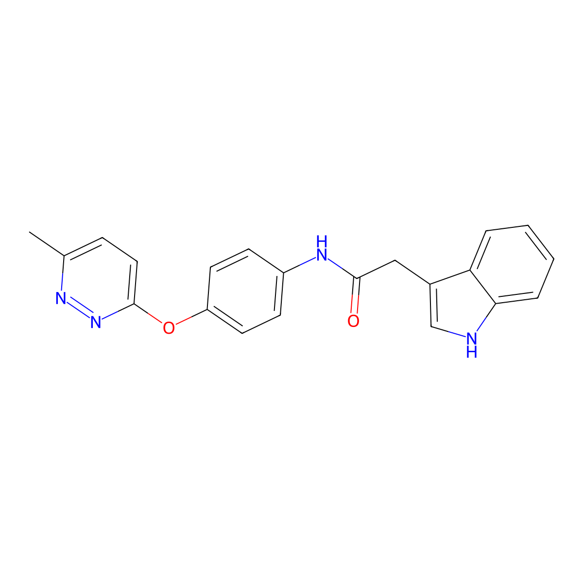 2-(1H-indol-3-yl)-N-(4-((6-methylpyridazin-3-yl)oxy)phenyl)acetamide molecular structure, CAS 1226453-68-4