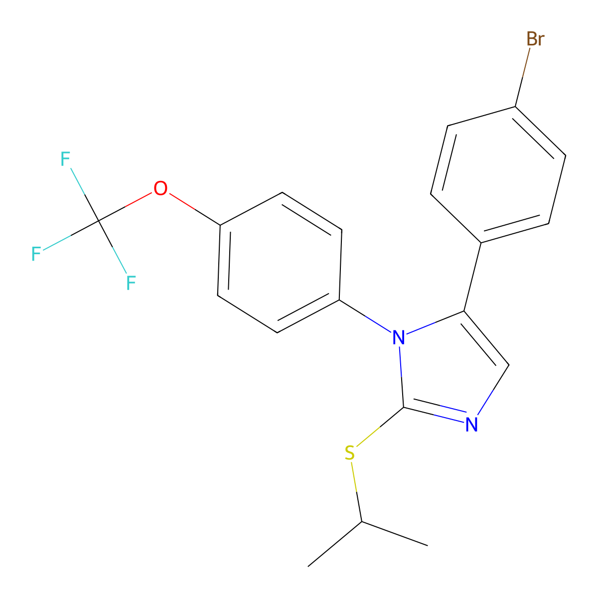 5-(4-bromophenyl)-2-(isopropylthio)-1-(4-(trifluoromethoxy)phenyl)-1H-imidazole molecular structure, CAS 1226453-71-9