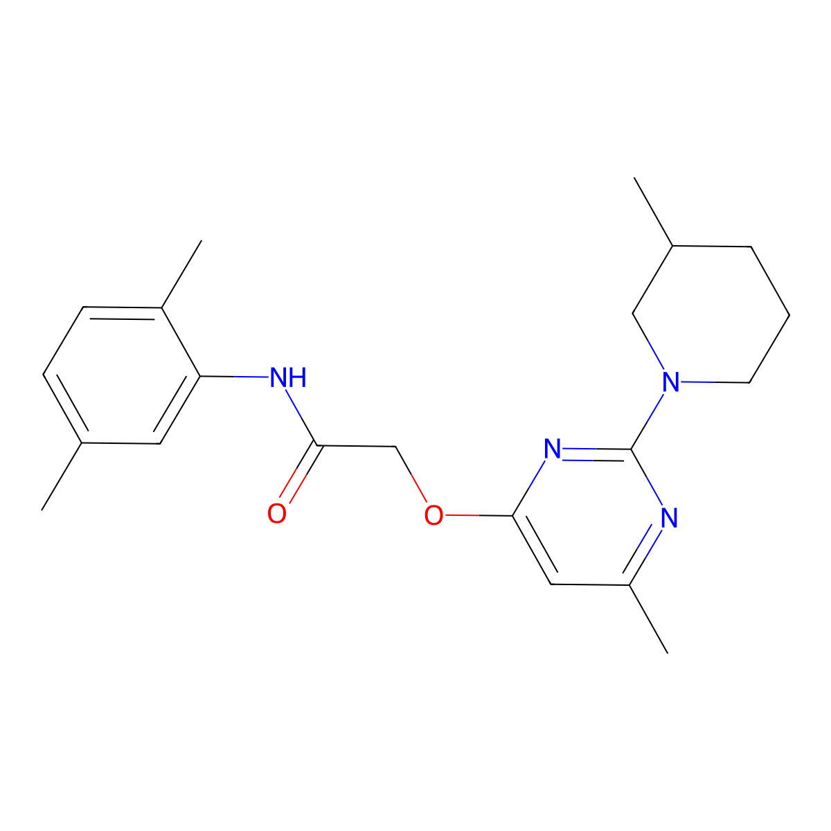 N-(2,5-dimethylphenyl)-2-{[6-methyl-2-(3-methylpiperidin-1-yl)pyrimidin-4-yl]oxy}acetamide molecular structure, CAS 1226453-81-1