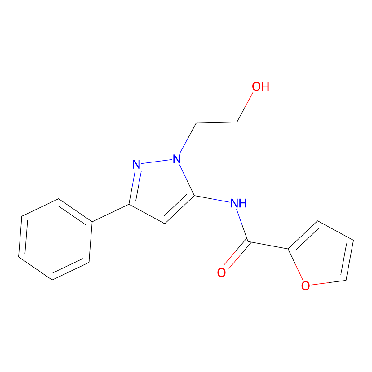 N-(1-(2-hydroxyethyl)-3-phenyl-1H-pyrazol-5-yl)furan-2-carboxamide molecular structure, CAS 1226453-85-5