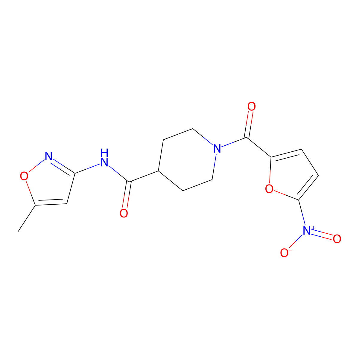 N-(5-methylisoxazol-3-yl)-1-(5-nitrofuran-2-carbonyl)piperidine-4-carboxamide molecular structure, CAS 1226453-98-0