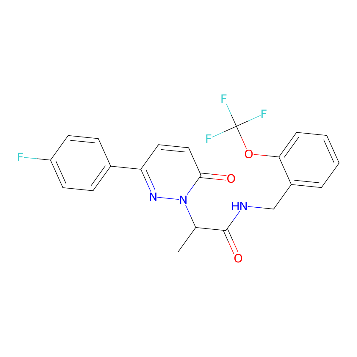 2-(3-(4-fluorophenyl)-6-oxopyridazin-1(6H)-yl)-N-(2-(trifluoromethoxy)benzyl)propanamide molecular structure, CAS 1226454-06-3