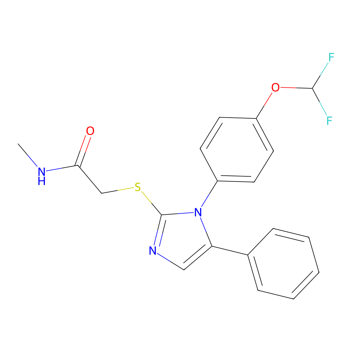 2-((1-(4-(difluoromethoxy)phenyl)-5-phenyl-1H-imidazol-2-yl)thio)-N-methylacetamide molecular structure, CAS 1226454-11-0