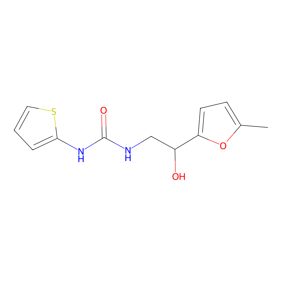 1-[2-Hydroxy-2-(5-methylfuran-2-yl)ethyl]-3-(thiophen-2-yl)urea molecular structure, CAS 1226454-13-2
